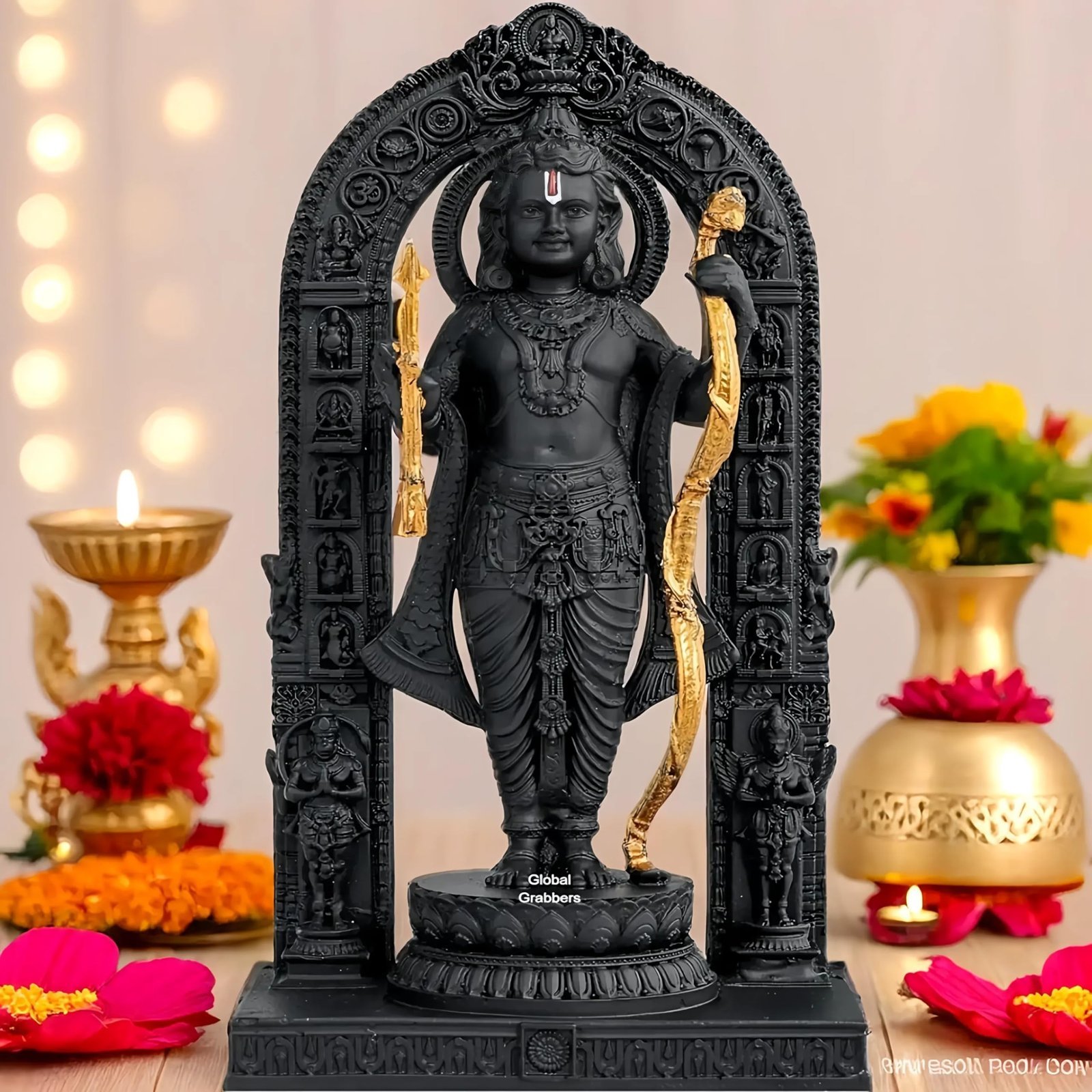 81-oWl8DTfL-1.jpg Global Grabbers Polyresin 3D Ram Lalla Ayodhya Idol Statue Showpiece Murti for Home Decor Decoration Gift Gifting Items - Fast Shipping to USA, Canada & India - Image 1