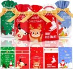 VRB Dec 20 Pcs Christmas Return Gift Bags - Christmas Potli Bag - Goodie Bag for Return gifts - gift pouches for return gifts - guddy bags (20 Pcs Ribbon Potli Mix Design) - Fast Shipping to USA & Canada