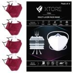 Xtore N-95 FDA CE Certified Antipollution cotton mask | Reusable | Washable | Pack of 4 (Polka dot Maroon) - Fast Shipping to USA & Canada