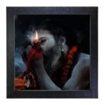 Sehaz Artworks Wall Painting for Living Room | Wall Art | Aghori Photo Frame | Painting for Wall Decoration - 12 Inches X 12 Inches with Photo Frame - Fast Shipping to USA & Canada