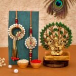 CraftVatika Rakhi Gift Combo for Brother Bhaiya and Bhabhi | Bhaiya Bhabhi Couple Rakhi Set of 2 | Rakhi with Ganesha Idol Gift for Brother | Premium Kundan Lumba Rakhi for Bhabhi - Fast Shipping to USA & Canada