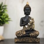 Global Grabbers Polyresin Sitting Buddha Idol Statue Showpiece for Home Decor Decoration Gift Gifting Items-GOL_BLK-BS3-(00) - Fast Shipping to USA, Canada & India