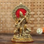 JaipurCrafts Premium Gold Plated Saraswati Idol Murti Statue for Home and Pooja Decor| Saraswati Murti for Gift, 33 x 13 Centimeters - Fast Shipping to USA & Canada