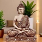 Global Grabbers New 25 Centimetre Meditating Sitting Buddha Statue showpiece Idol Home Decoration Items for Living Room Decor and Gifts (Stone) - Fast Shipping to USA, Canada & India