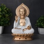 Global Grabbers New Sitting Buddha Statue showpiece Idol Home Decor Items for Living Room and Gifts (White Golden) - Fast Shipping to USA, Canada & India