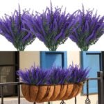 VRB Dec Plastic 6 Pcs Artificial Lavender Flowers For Decoration/Flowers For Decorations/Artificial Flowers For Vase/Flower Bouquet/Flowers For Home Decor,Diwali,Christmas (Lavender Sticks) - Fast Shipping to USA & Canada