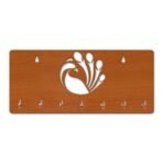 Sehaz Artworks Wooden Key Holder for Wall with 7 Hooks for Keys | Peacock Brown Design Key Stand for Home Decor Wall Decor Wall Room Decor Keys Stand - Fast Shipping to USA & Canada