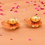 CraftVatika Brass Diya for Pooja Set of 2 | Lotus Design Oil Lamp for Puja | Traditional Deepak for Home Temple, Pooja Room & Diwali Decoration | Brass Ghee Diya Deepam for Worship - Fast Shipping to USA & Canada