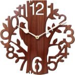 Sehaz Artworks Wall Watch for Home | Wooden Wall Clock for Living Room Stylish Wall Clock | Analog Clocks for Home - 10 Inch Brown - Fast Shipping to USA & Canada