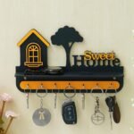 Webelkart Premium Stylish Wooden Sweet Home Keys Hanger for Wall Decor/Key Holder for Home Decoration/Key Chain for Office Decor, Key Holder for Wall (28 Cm x 18 Cm) - Fast Shipping to USA & Canada