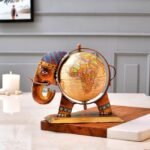 CraftVatika Home And Office Decorative Globe Metal Elephant Table Top Showpiece Globe,Home House Decoration items,Decor and Gift for Living room, Bedroom, Showcase,Office Desk,Interior (Type 1) - Fast Shipping to USA & Canada