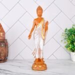 Global Grabbers New Standing Buddha Statue showpiece Idol Home Decor Items for Living Room and Gifts (White Brown) - Fast Shipping to USA, Canada & India