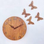 Sehaz Artworks Analog Wall Clock for Home and Kitchen | Wall Clock for Home Stylish Latest | Butterflies Manufactured Wood 10 Inch Designer - Beige - Fast Shipping to USA & Canada