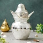 Webelkart Premium Plated Pooja Kalash with Coconut for Pooja Decor with Red Velvet Box/Swastik Kalash for Puja Temple Home Decorative Item/Diwali Gift Item/mangal Kalash (Silver) - Fast Shipping to USA & Canada