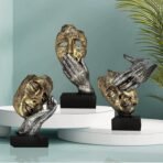 Xtore Human Face Decorative Statues | Handcrafted and Hand Painted (Pack of 3, Gold & Silver) - Fast Shipping to USA & Canada