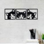 JaipurCrafts Designer Three Cats MDF Cutout Ready to Hang Home DECOR Wall Art - 8.00" 25.00" Pack of 3 - Fast Shipping to USA & Canada