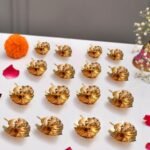 Craftvatika Leaf Brass Diya Set of 4 for Home Office Puja Decor - Leaf Shaped Brass Diya for Home Diwali Decoration Gift Items - Fast Shipping to USA & Canada