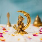 Webelkart Premium Handicrafted Gold Plated Metal Lord Ganesha Idol Sitting On Moon for Home and Puja| Lord| Diwali Puja Items Diwali Decor Item (4.5" Inches,Gold) - Fast Shipping to USA & Canada