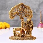 CraftVatika Radha Krishna Gift with Cow Calf Statue Murti Idol for Home Decoration, Gift Items for Anniversary,Wedding,House Warming,Return Gift - Fast Shipping to USA & Canada