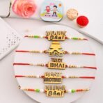 CraftVatika Rakhi Set of 5 Magnet Gift Combo for Brother Boy Men Kids, Rakhi with Magnet Gift, Dildar Bhai, Moody Bhai, Pyara Bhai, Best Brother Bhai Rakhi, Fridge Magnet for Door Decor - Fast Shipping to USA & Canada