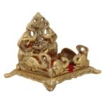 JaipurCrafts Cast Iron Handcrafted Krishna Ladoo Gopal Sihasan (Gold_10 x 8 x 18 cm) - Fast Shipping to USA & Canada