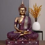 Global Grabbers New 25 Centimetre Meditating Sitting Buddha Statue showpiece Idol Home Decoration Items for Living Room Decor and Gifts (Red Golden) - Fast Shipping to USA, Canada & India