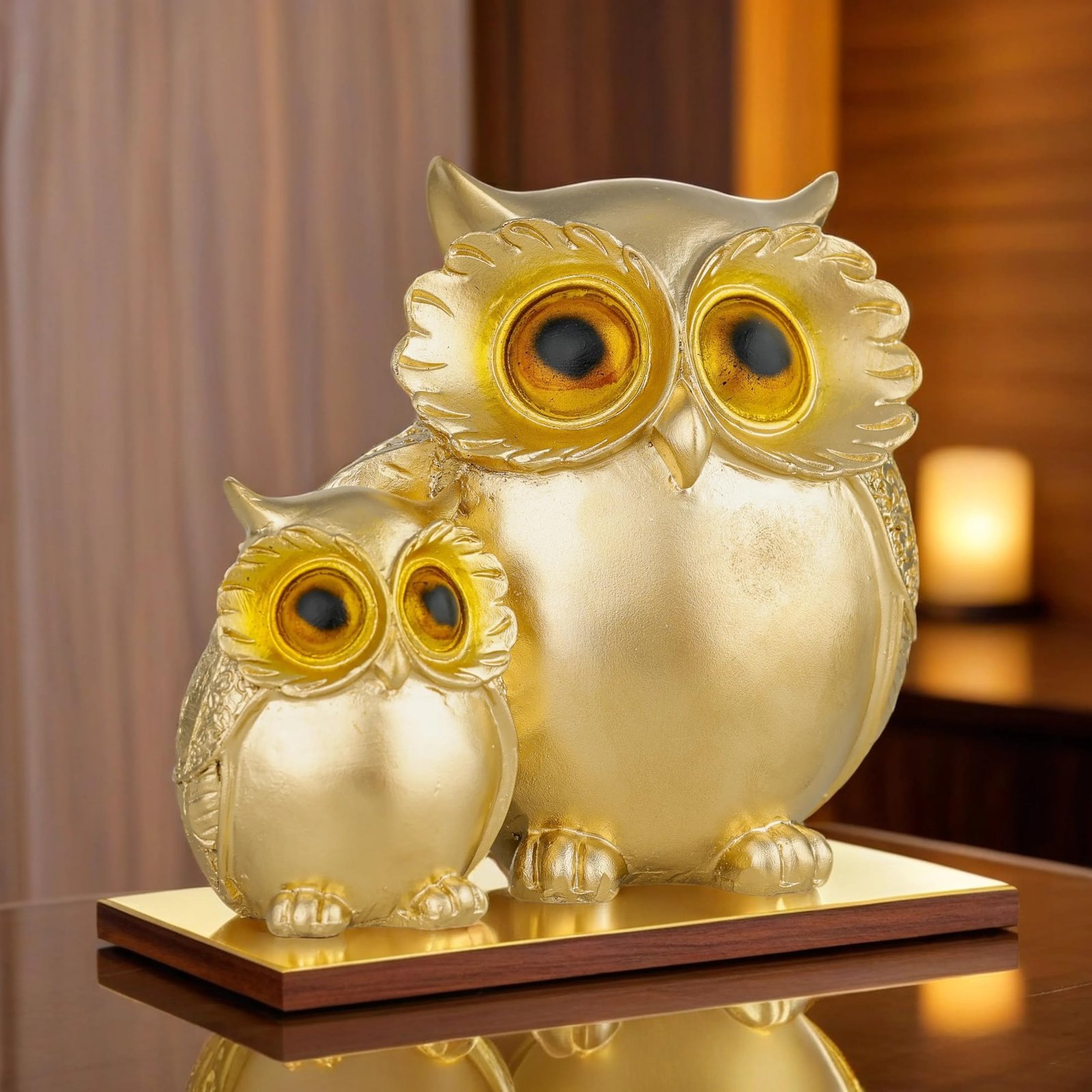 81qhc0PzHL.jpg Global Grabbers Owl Statue for Good Luck Showpiece Home Decor Items for Living Room and Gifts (Golden 1) - Fast Shipping to USA, Canada & India - Image 1