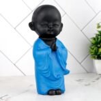 Global Grabbers Laughing Buddha Baby Monk Idol Statue Showpiece Home Decor Items for Living Room and Gifts-BLU_BLK-LBMK7 - Fast Shipping to USA, Canada & India