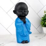 Global Grabbers Laughing Buddha Baby Monk Idol Statue Showpiece Home Decor Items for Living Room and Gifts-BLU_BLK-LBMK7 - Fast Shipping to USA, Canada & India