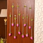 CraftVatika Pack of 10 Lotus Buds Hanging Latkan for Wall Door Festival Decorations, Diwali Decor Items, Size 1.6 Ft, Pooja Room Decoration Items, Pink Lotus Buds Hangings for Mandir Decorations - Fast Shipping to USA & Canada
