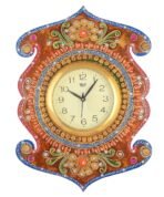 JaipurCrafts Wood Handcrafted Kundan Studded Wall Clock (Multicolour, 11.8 Inch X 0.4 Inch X 16.9 Inch) - Fast Shipping to USA & Canada