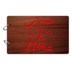 Sehaz Artworks Libra Zodiac Sign Wooden Scrapbook Photo Album for memorable Gift on Boyfriend Girlfriend Birthdays, Valentines day, Anniversary, Cute Gift for couples (22 cm x 16 cm x 4 cm, Brown) - Fast Shipping to USA & Canada