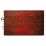 Sehaz Artworks Libra Zodiac Sign Wooden Scrapbook Photo Album for memorable Gift on Boyfriend Girlfriend Birthdays, Valentines day, Anniversary, Cute Gift for couples (22 cm x 16 cm x 4 cm, Brown) - Fast Shipping to USA & Canada