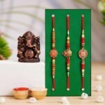 Webelkart 3 Rakhi For Brother With Ganesha Idol Car Dashbord Rakhi For Bhaiya,kids and Bhabhi with Beautiful Rakshabandhan Greetings Card|Bhabhi Lumba Rakhi| Krishna Rakhi/Rakhi Gifts/Rakhi for mens - Fast Shipping to USA & Canada