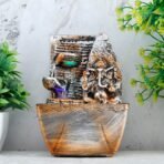 Global Grabbers Polyresin Table Top Indoor Outdoor Water Fall Fountain with LED Lights Home Decor Decoration Gift Gifting Items-A_ORG-SF22 - Fast Shipping to USA, Canada & India