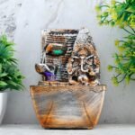 Global Grabbers Polyresin Table Top Indoor Outdoor Water Fall Fountain with LED Lights Home Decor Decoration Gift Gifting Items-A_ORG-SF22 - Fast Shipping to USA, Canada & India