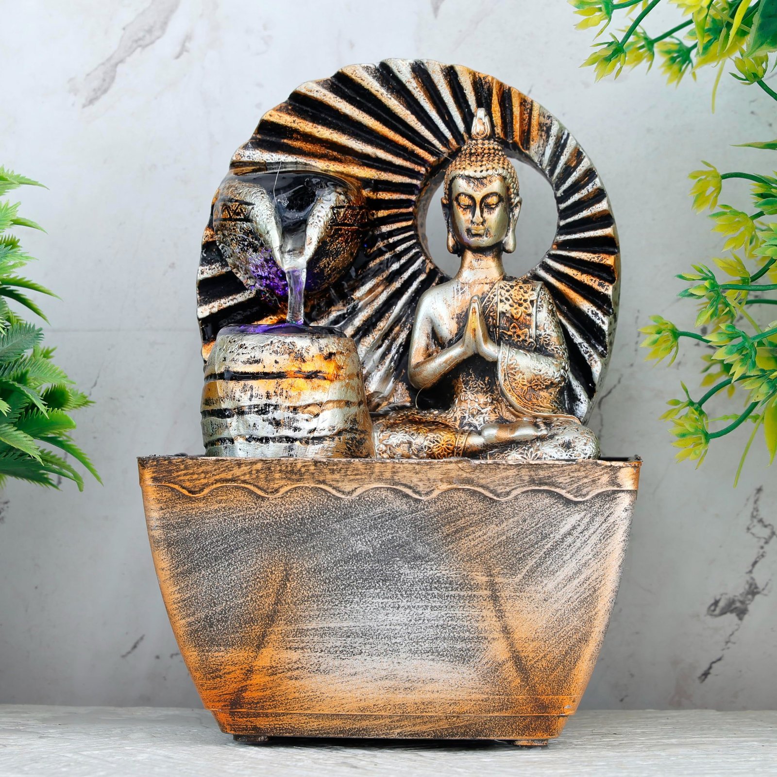 91-yW8kmM3L-1.jpg Global Grabbers Polyresin Table Top Indoor Outdoor Water Fall Fountain with LED Lights Home Decor Decoration Gift Gifting Items-A_ORG-SF4 - Fast Shipping to USA, Canada & India - Image 1