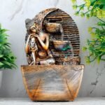 Global Grabbers Polyresin Table Top Indoor Outdoor Water Fall Fountain with LED Lights Home Decor Decoration Gift Gifting Items-A_ORG-SF40 - Fast Shipping to USA, Canada & India