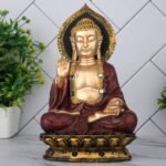 Global Grabbers New Sitting Buddha Statue showpiece Idol Home Decor Items for Living Room and Gifts (RED Golden) - Fast Shipping to USA, Canada & India