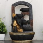 Global Grabbers Polyresin Table Top Indoor Outdoor Water Fall Fountain with LED Lights Home Decor Decoration Gift Gifting Items-GOL_GRY-BG27-(000) - Fast Shipping to USA, Canada & India