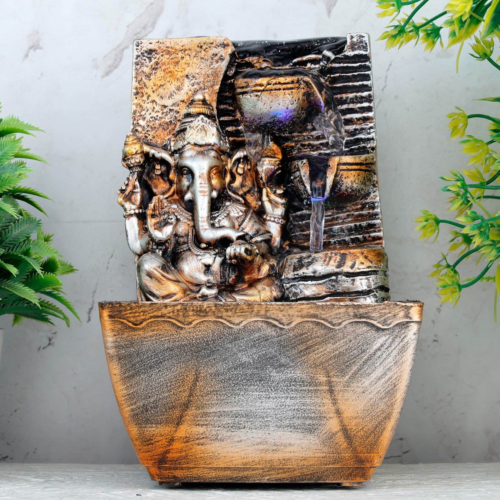 9175NmwMhuL-1.jpg Global Grabbers Polyresin Table Top Indoor Outdoor Water Fall Fountain with LED Lights Home Decor Decoration Gift Gifting Items-A_ORG-SF21 - Fast Shipping to USA, Canada & India - Image 1