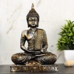 Global Grabbers Polyresin Sitting Buddha Idol Statue Showpiece for Home Decor Decoration Gift Gifting Items-A_ORG- BS2-(00), Orange - Fast Shipping to USA, Canada & India