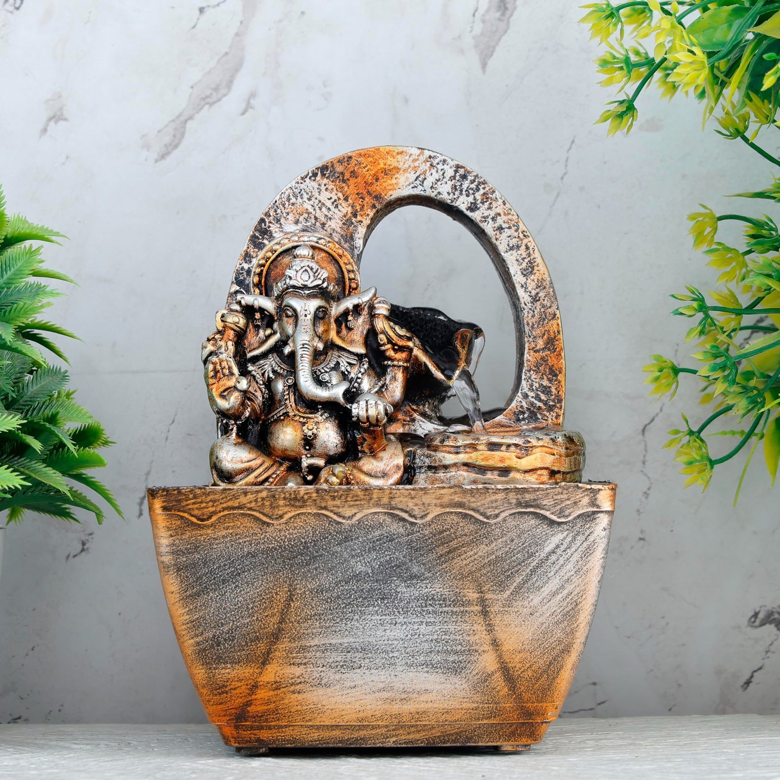 918q9eY6KBL-1.jpg Global Grabbers Polyresin Table Top Indoor Outdoor Water Fall Fountain with LED Lights Home Decor Decoration Gift Gifting Items-A_ORG-SF25 - Fast Shipping to USA, Canada & India - Image 1