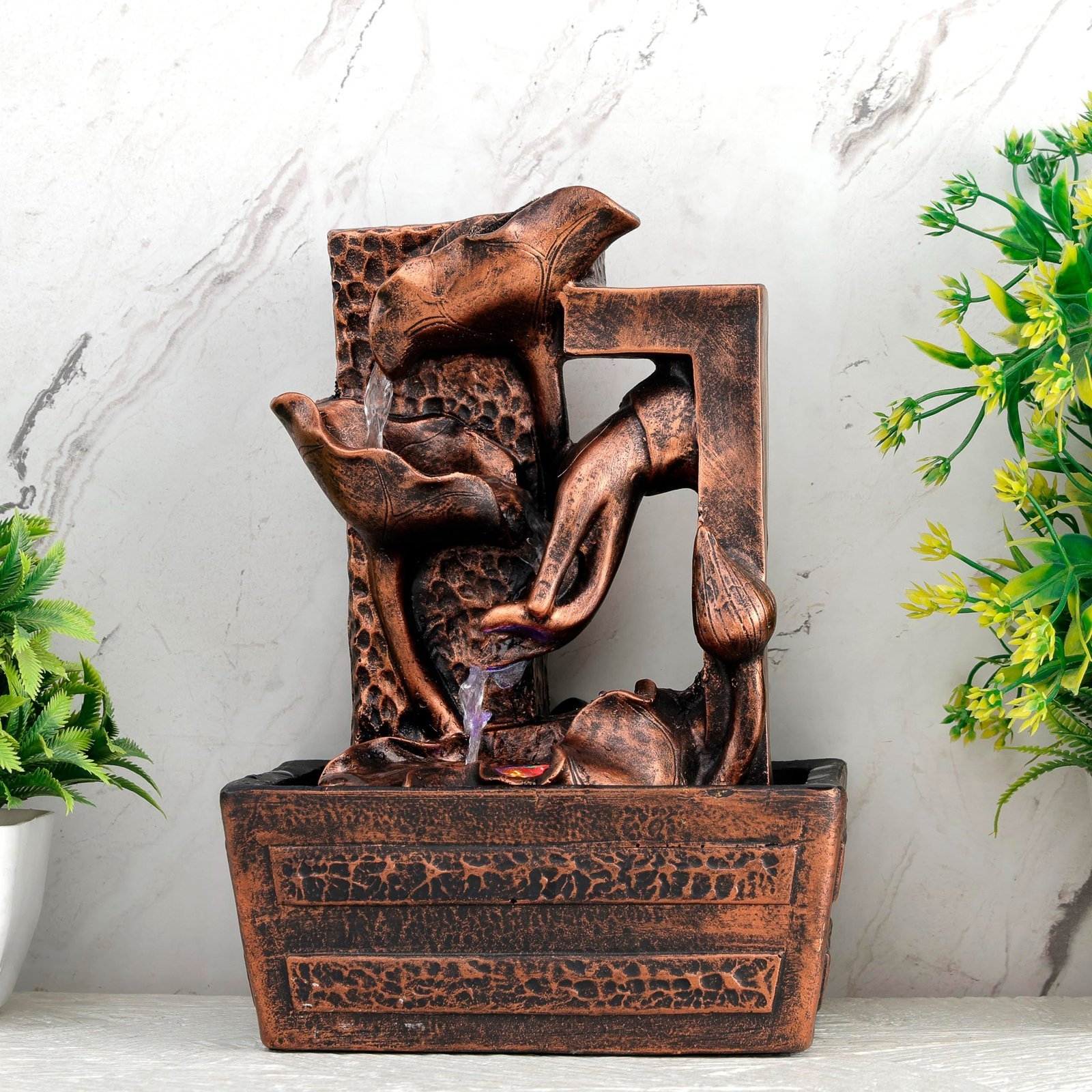 91AXTMSCcNL-1.jpg Global Grabbers Polyresin Table Top Indoor Outdoor Water Fall Fountain with LED Lights Home Decor Decoration Gift Gifting Items-A_COP-S5 - Fast Shipping to USA, Canada & India - Image 1