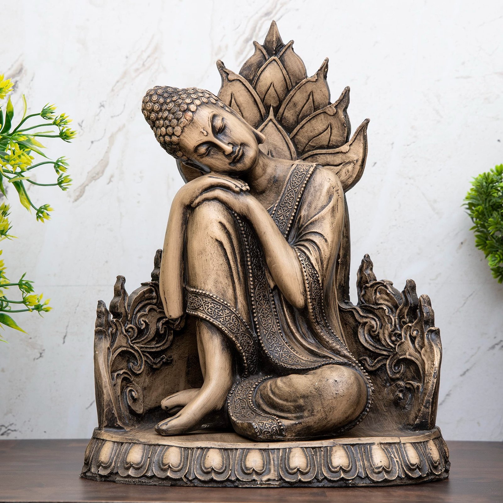 91BUC6IP2PL-1.jpg Global Grabbers New Buddha Statue showpiece Idol Home Decor Items for Living Room and Gifts (Stone White) - Fast Shipping to USA, Canada & India - Image 1