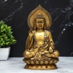 Global Grabbers New Sitting Buddha Statue showpiece Idol Home Decor Items for Living Room and Gifts (Golden 4) - Fast Shipping to USA, Canada & India