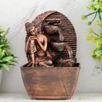 Global Grabbers Polyresin Table Top Indoor Outdoor Water Fall Fountain with LED Lights Home Decor Decoration Gift Gifting Items-A_COP-SF40 - Fast Shipping to USA, Canada & India