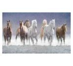 Sehaz Artworks '7 Horse The Border Run' Rectangular Wall Sign Decal (Wooden, 30 cm x 20 cm x 1 cm) - Fast Shipping to USA & Canada