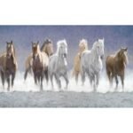 Sehaz Artworks '7 Horse The Border Run' Rectangular Wall Sign Decal (Wooden, 30 cm x 20 cm x 1 cm) - Fast Shipping to USA & Canada
