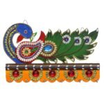 JaipurCrafts Beautiful Peacock Wooden Key Holder for Home and Office Decor (8 in x 12 in, Multicolor) - Fast Shipping to USA & Canada